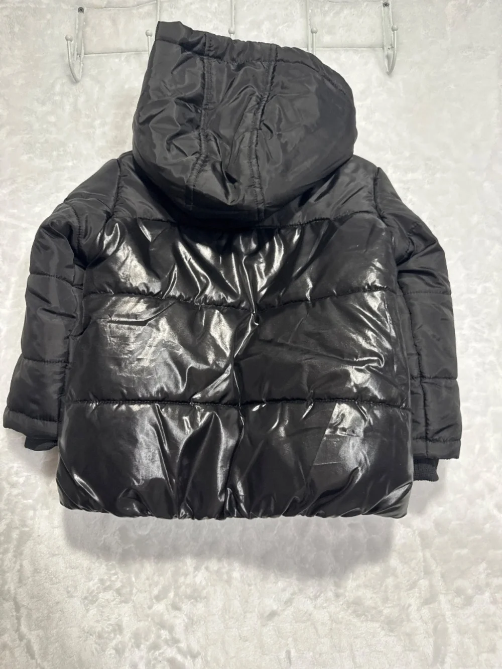 Calvin Klein Baby Boy Puffer Jacket Hoodie 18 Months Glossy Black